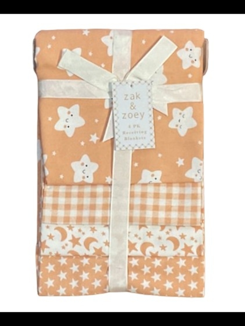zak & zoey Peach Star Baby Burp Cloths - 4 Pack